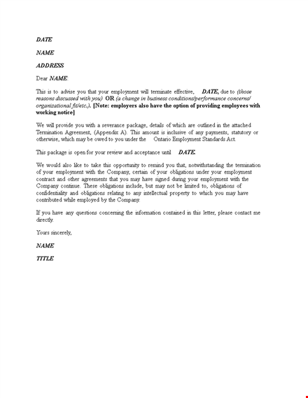 professional termination letter template | free download template