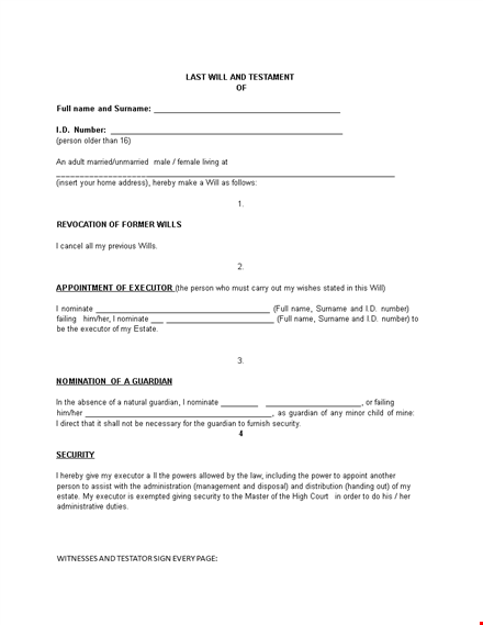create your last will and testament with a easy-to-use template template