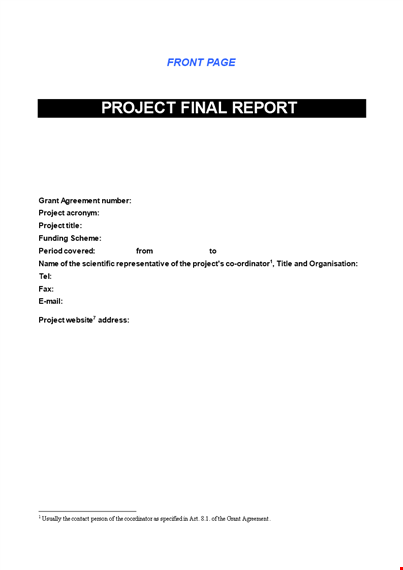 cover page template for project research in public sciences: involve template
