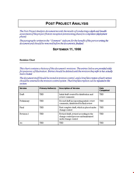 post project analysis template template
