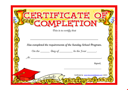 sunday school completion certificate template template