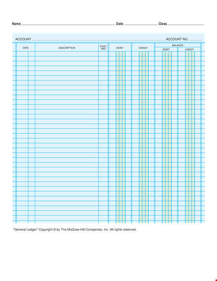 general ledger printable paper example template
