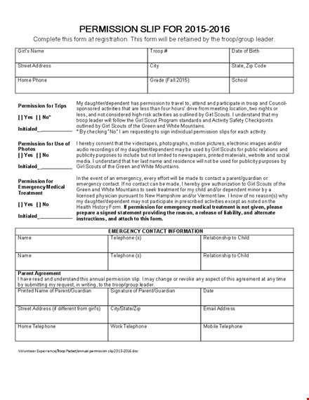get your permission slip now for your troop template