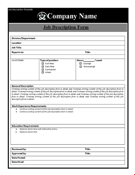 compelling job description template in minutes template