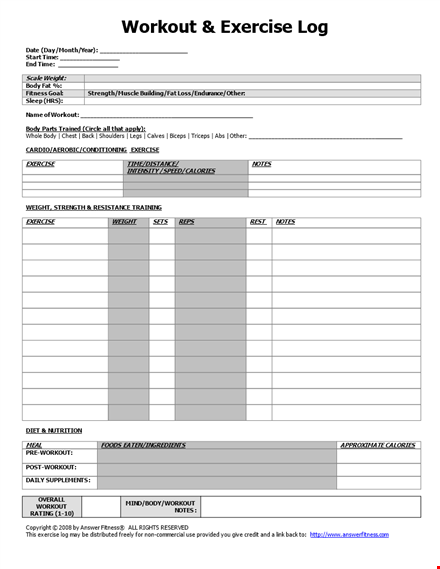 download our workout template for effective weight and exercise tracking template