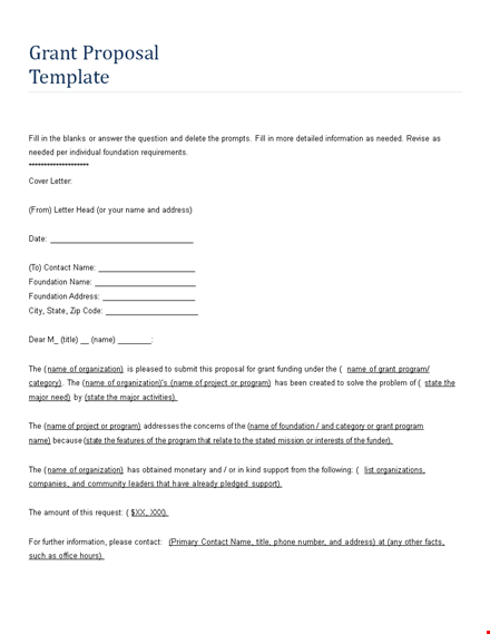 project grant proposal template for state programs template