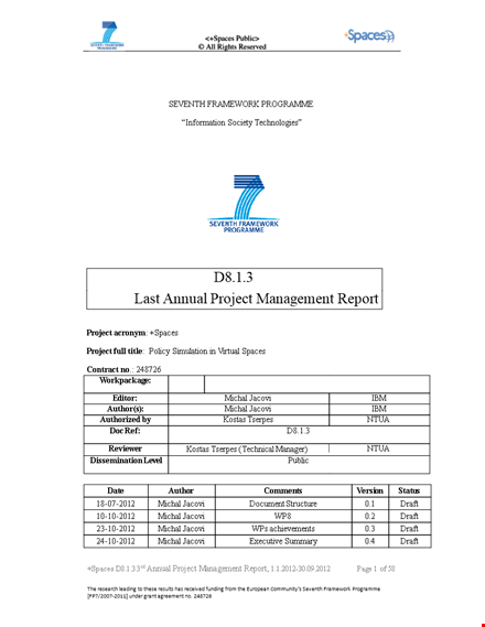 project management report format template