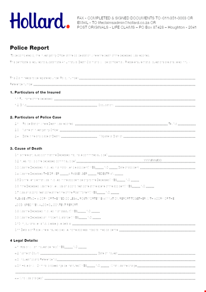 sample police report template for death - write an accurate report for the deceased template