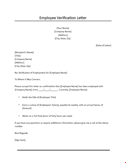employment termination verification letter template