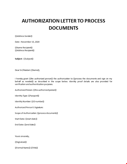 authorization letter to process documents template