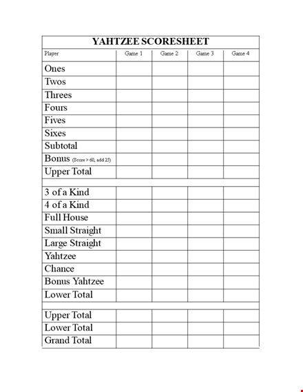 get organized with yahtzee score sheets - bonus, total & upper | yahtzee template