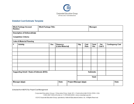 create accurate estimates with our easy-to-use template template