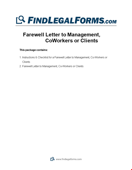 professional farewell letter for management, clients, and workers - sample letter template