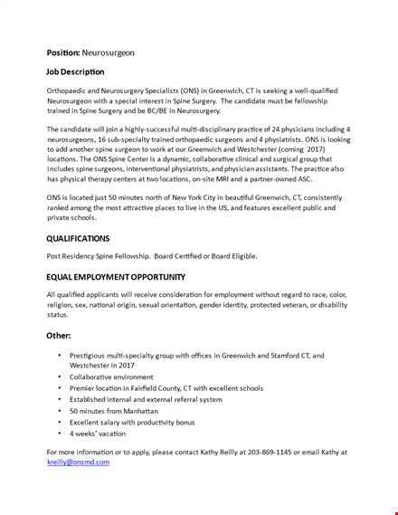 neurologist surgeon job description | excellent opportunity in greenwich template
