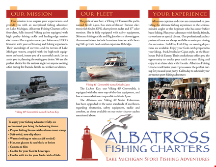 kenosha fishing charter brochure - experience viking adventures with the albatross template