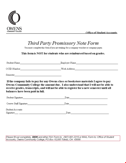 get an expertly drafted promissory note template | company & student-friendly | owens template
