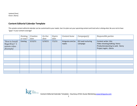 editorial content calendar template