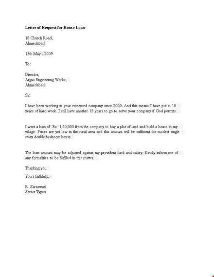 home loan application letter template