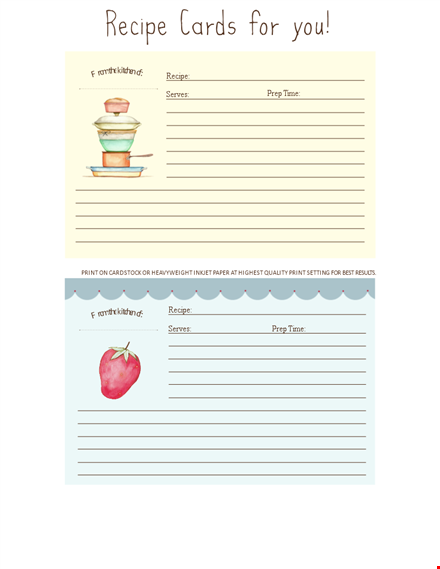 create your own cookbook template - print on heavyweight cardstock template
