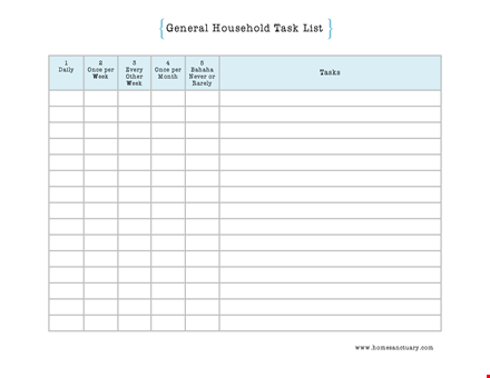 household task list template template