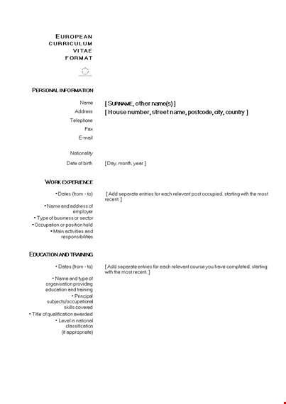 professional curriculum vitae template | indicate skills & competences acquired template