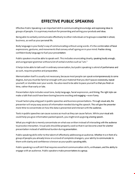 effective public speaking template