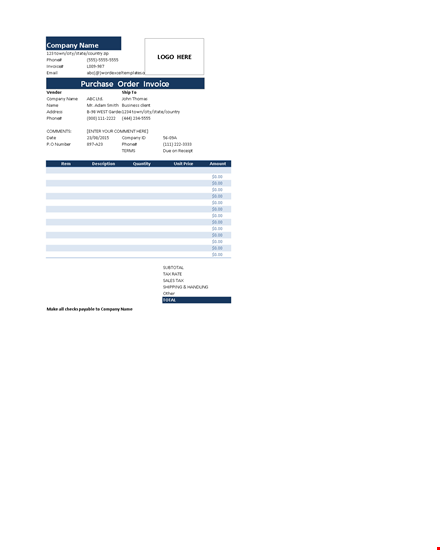 create professional purchase orders | company name template