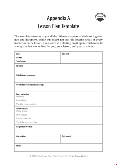 lesson plan template for teachers template