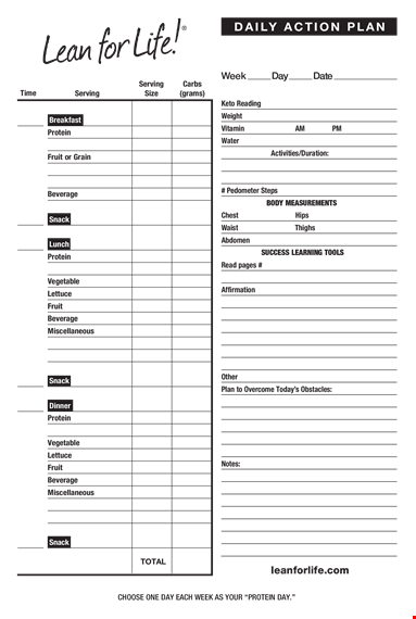 daily action template