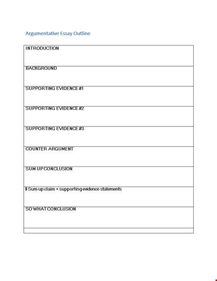 argumentative essay outline template - organize your evidence and supporting points template