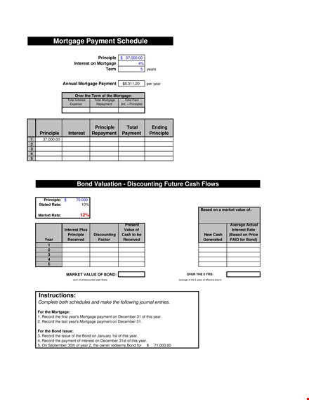 free mortgage payment schedule template