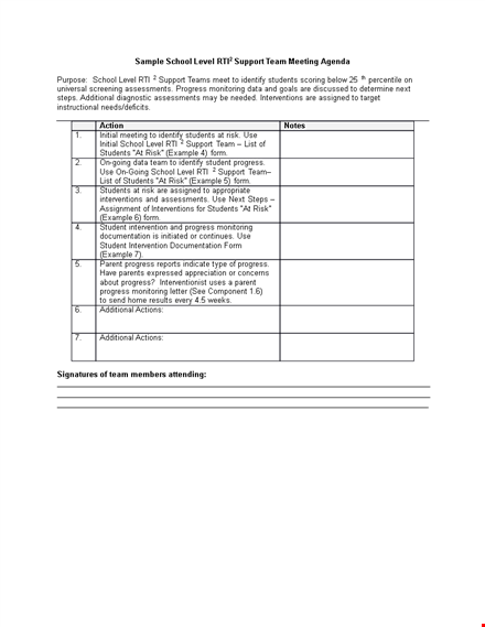 school team agenda template template