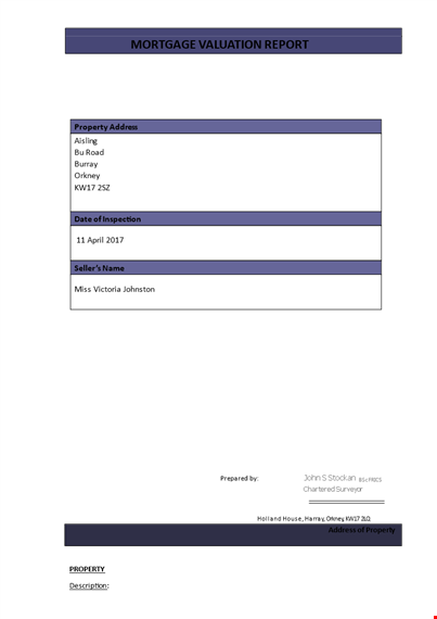 mortgage valuation template