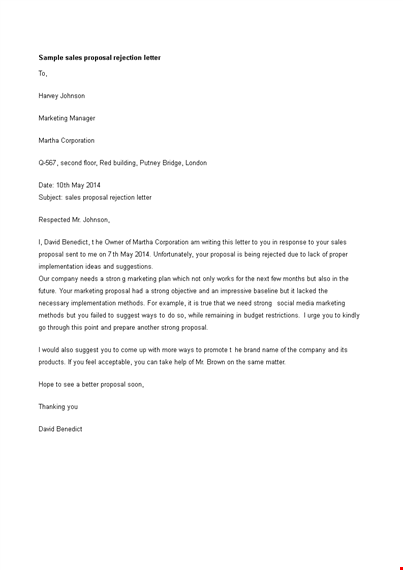 sample sales proposal rejection letter template
