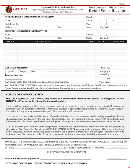 retail sales receipt template