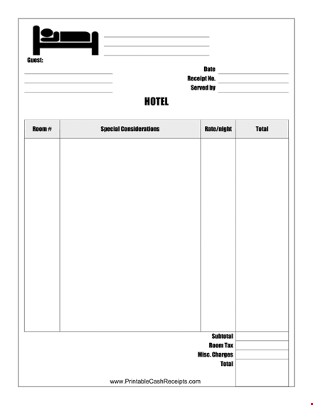 free hotel receipt template template