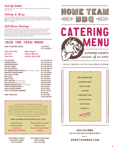 catering menu proposal template template