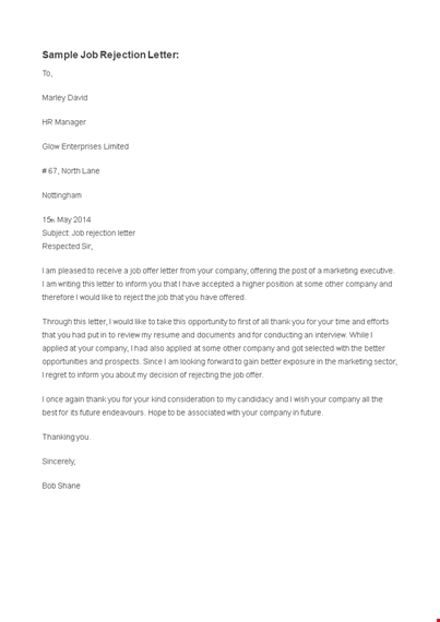 effective job rejection letter - expert marketing tips template