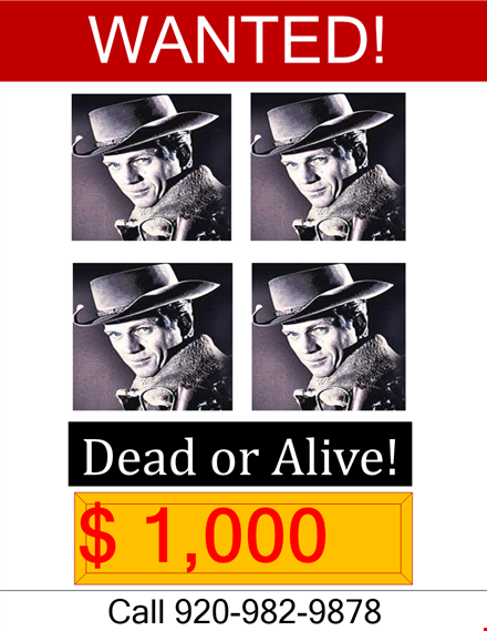 dead or alive wanted poster template template