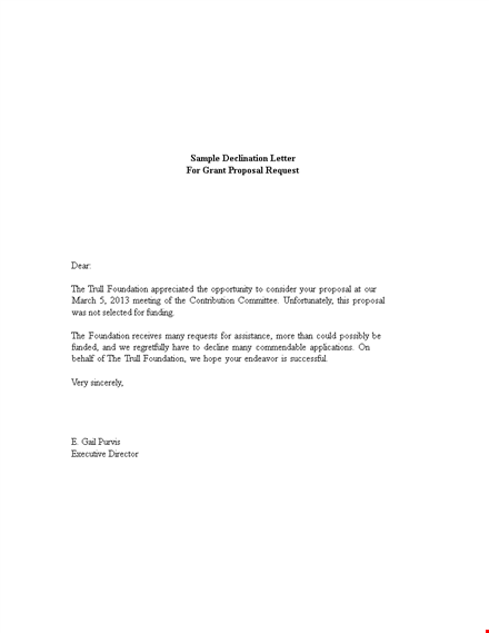 grant proposal letter for foundation: sample and declination template