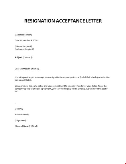 response to resignation letter template