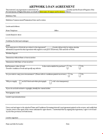 customizable loan agreement template for lenders template