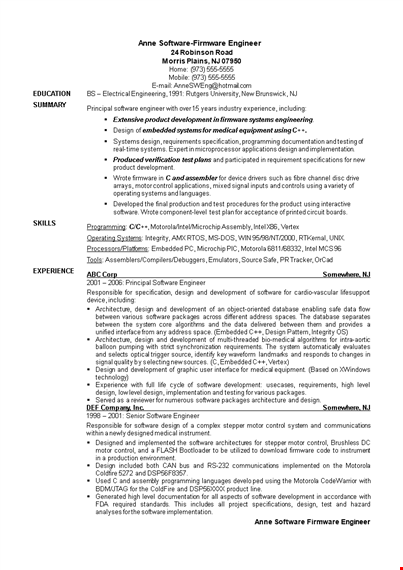 experienced software engineer for system development and design - resume example template