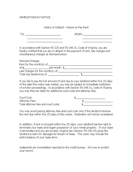 late rent notice template - inform your landlord and take legal action if needed template