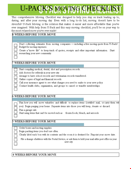 ultimate moving checklist - tips to prepare before moving template