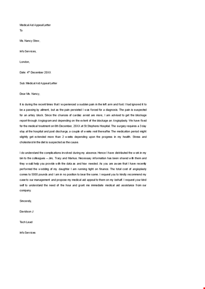 medical aid appeal letter template
