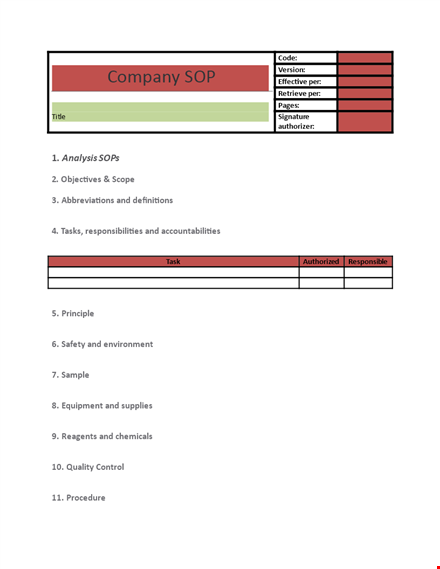 sop templates | company title | version template