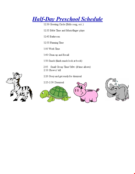 half day preschool template