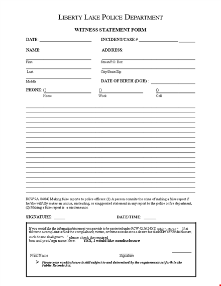 making a witness statement: police witness statement form template