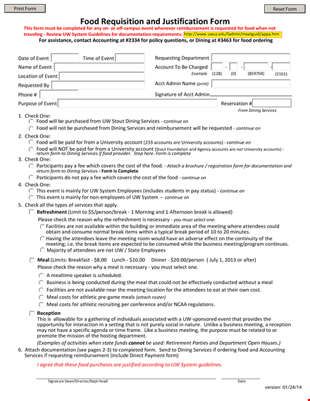 food requisition form sample template